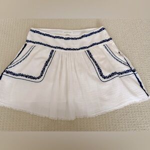 Isabel Marant Etoile Boho White Skirt with Blue Embroidery, size 40